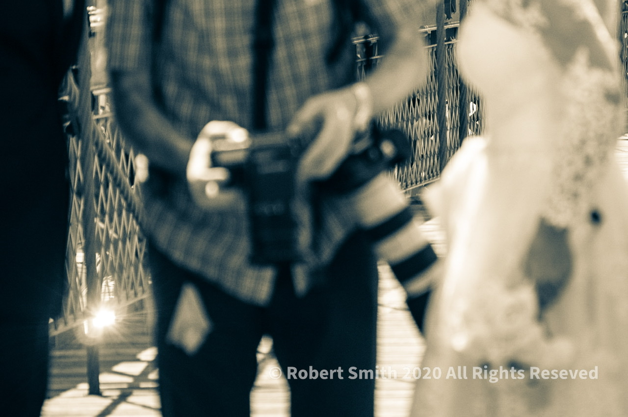 Cees Black and White Photo Challenge: Wedding Photographer on Brooklyn Bridge