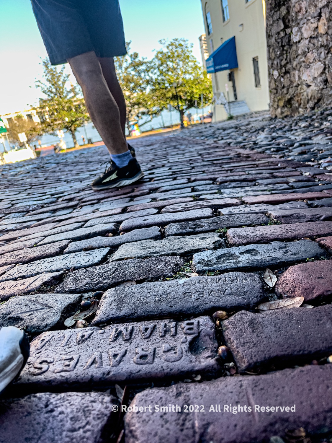 Sidewalk Scene: Historic Brick Under Foot