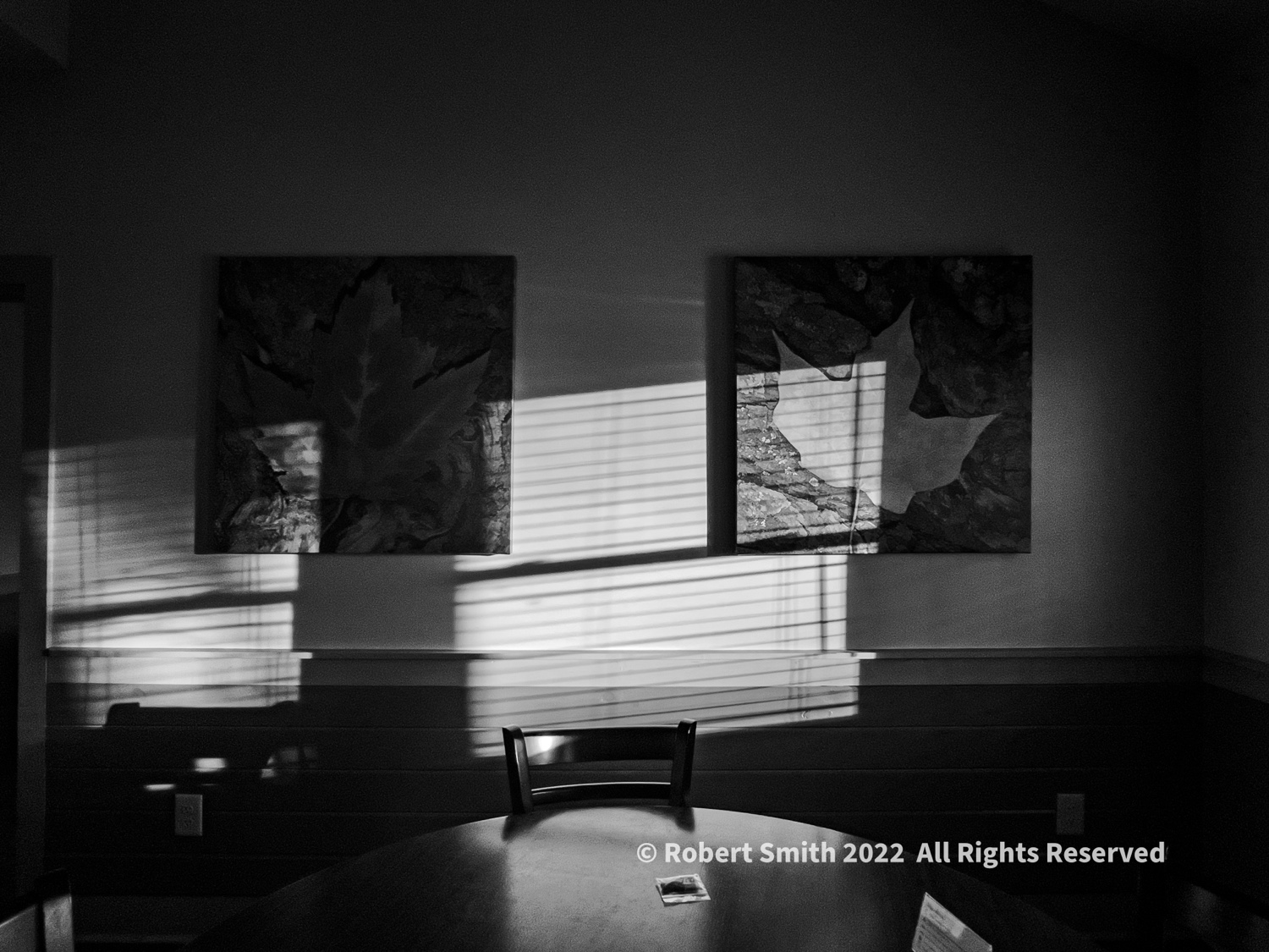Leaf Pictures in Cabin in Monochrome