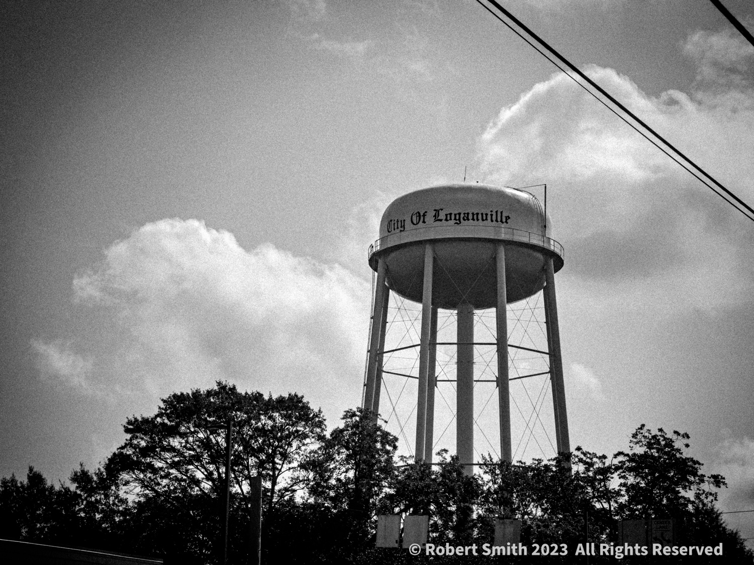 Loganville Water Tower in Monochrome