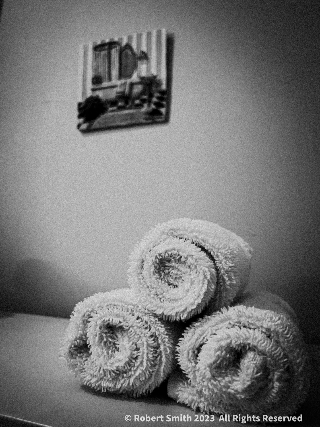 Bathroom in Monochrome: Towels and Art II