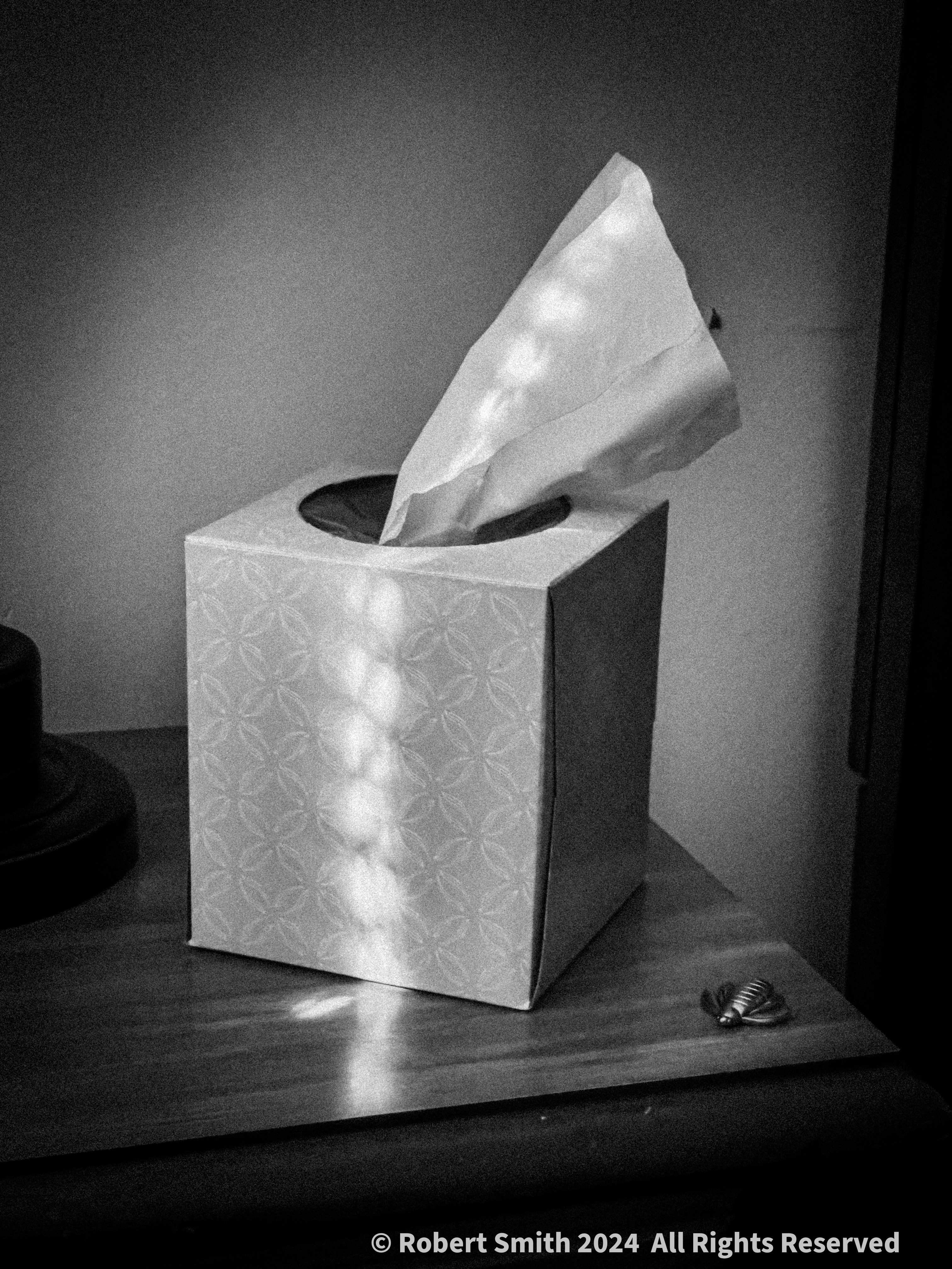 Monochrome Monday: Bedside Table, Light and Tissue