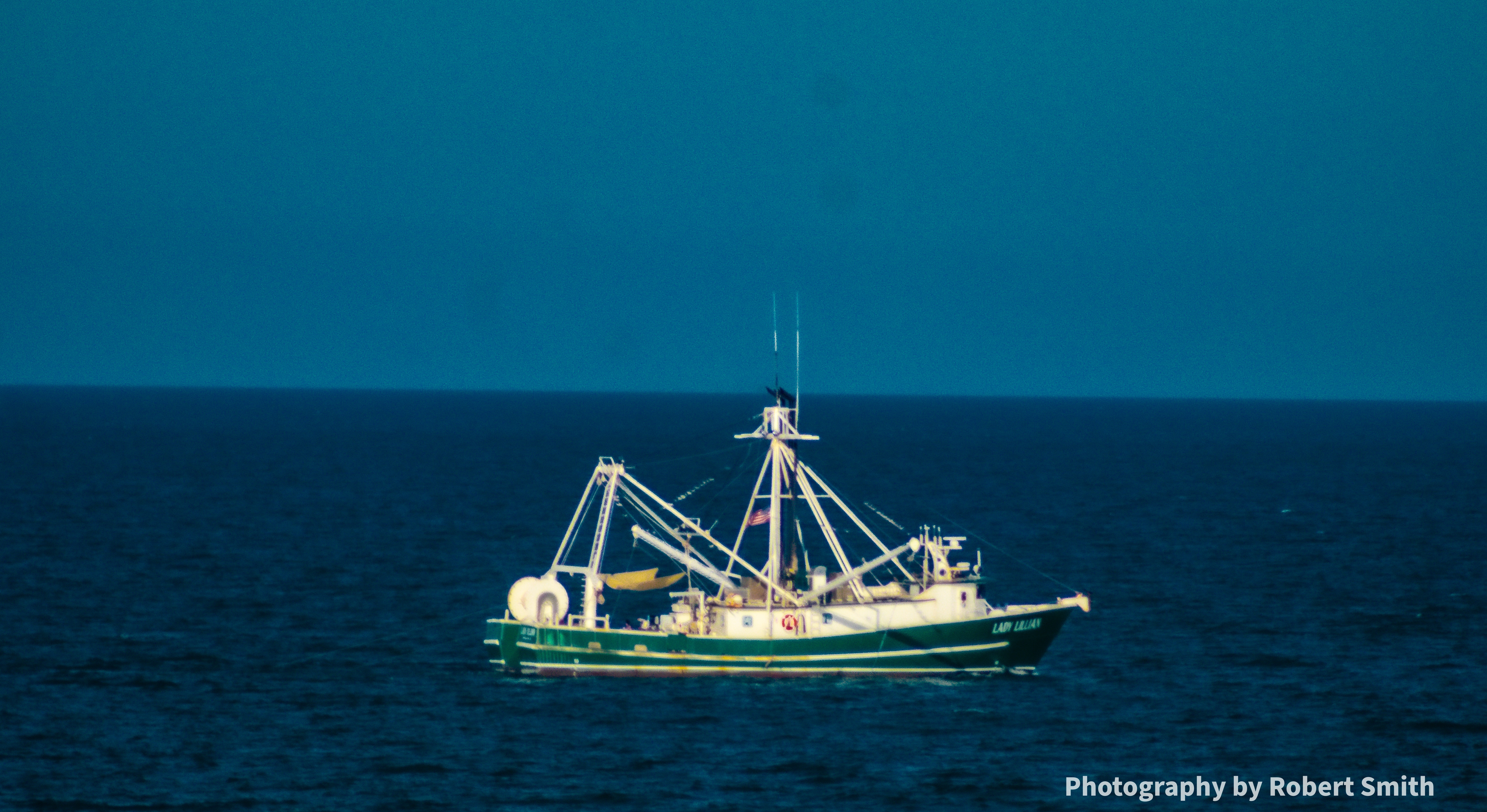 Close up Green fishing boat